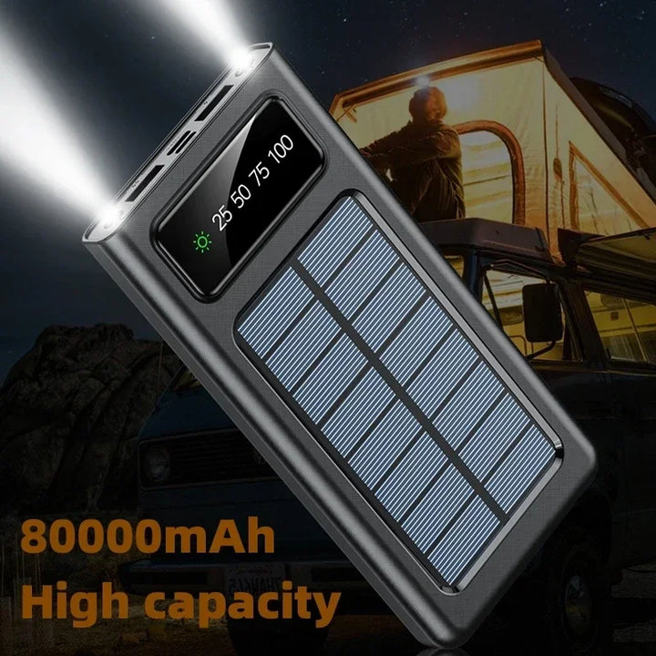 200000Mah Ultra-Large Capacity Power Bank Solar Charging Power Bank Comes with Four Wires Suitable for Samsung Apple Huawei