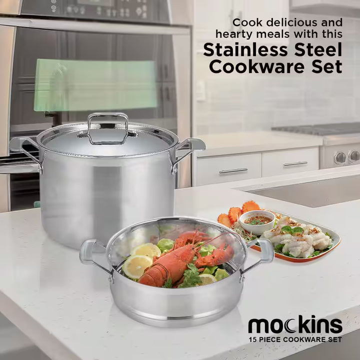 15-Piece Premium Grade Stainless Steel Cookware Set with Lids