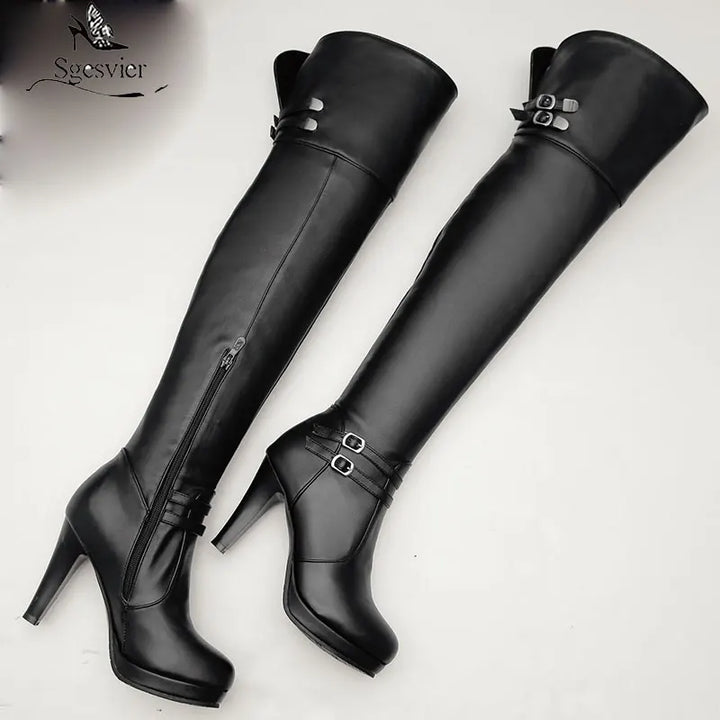 2021 Black High Heels over the Knee Boots Women Platform Thigh High Boots Autumn Winter Long Boots Shoes Sexy White