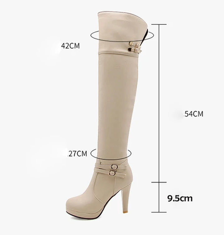 2021 Black High Heels over the Knee Boots Women Platform Thigh High Boots Autumn Winter Long Boots Shoes Sexy White